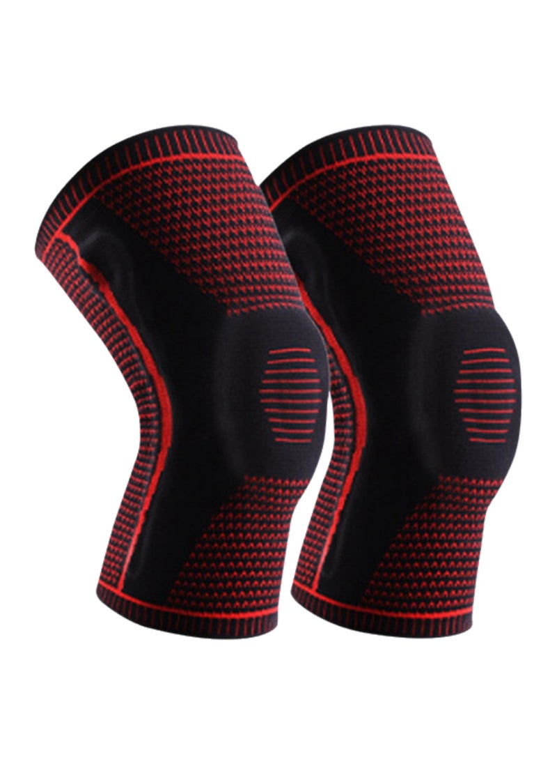 Outdoor Sports Supplies Single Pack Sports Knee Pads Men's Silicone Protectors (2166Red and Black Size L)