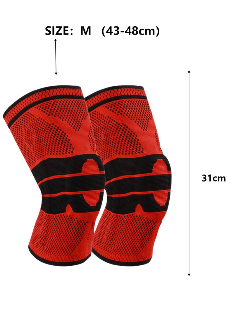 Outdoor Sports Supplies Single Pack Sports Knee Pads Men's Silicone Protectors (I 2167 Black and Red Size M)