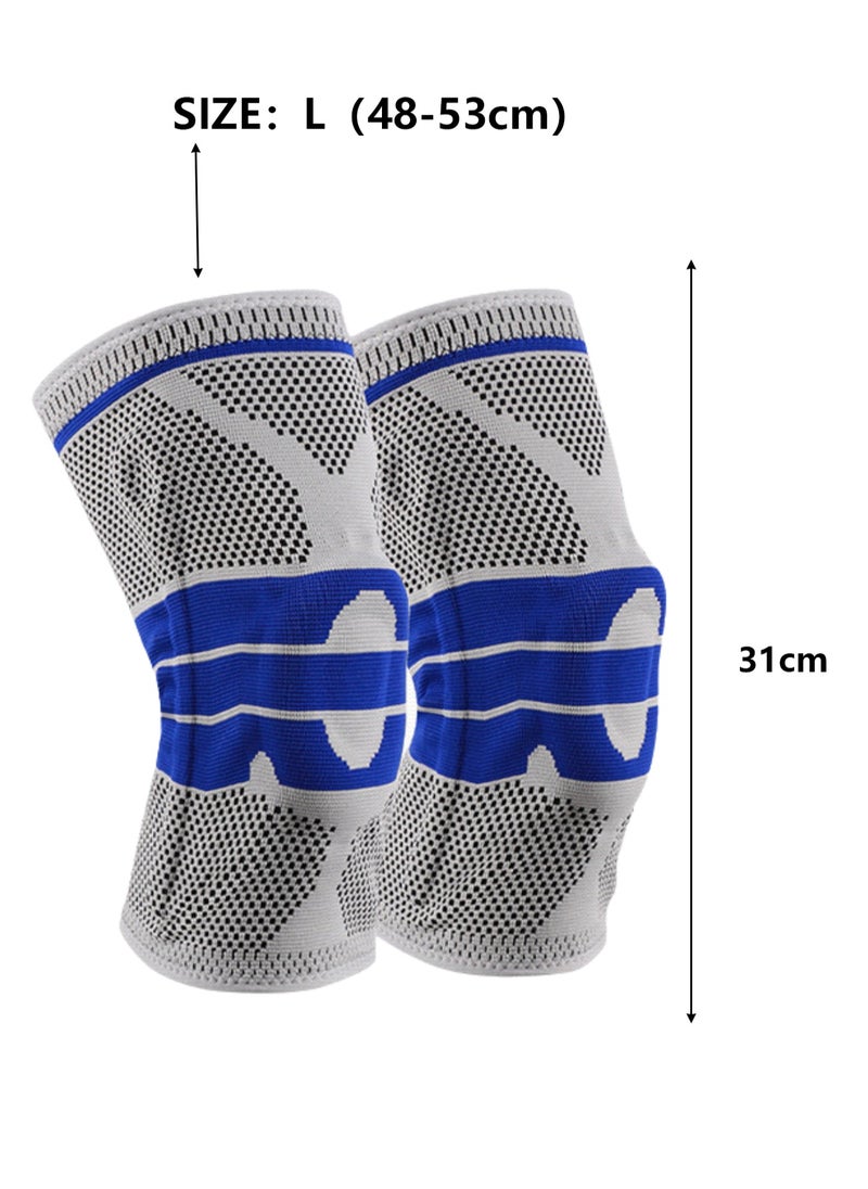 Outdoor sports supplies single pack sports knee pads men's silicone protectors (I 2167 gray blue size L)