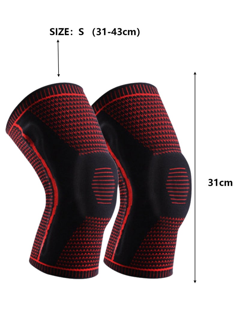 Outdoor Sports Supplies Single Pack Sports Knee Pads Men's Silicone Protectors (2166Red and Black Size S)