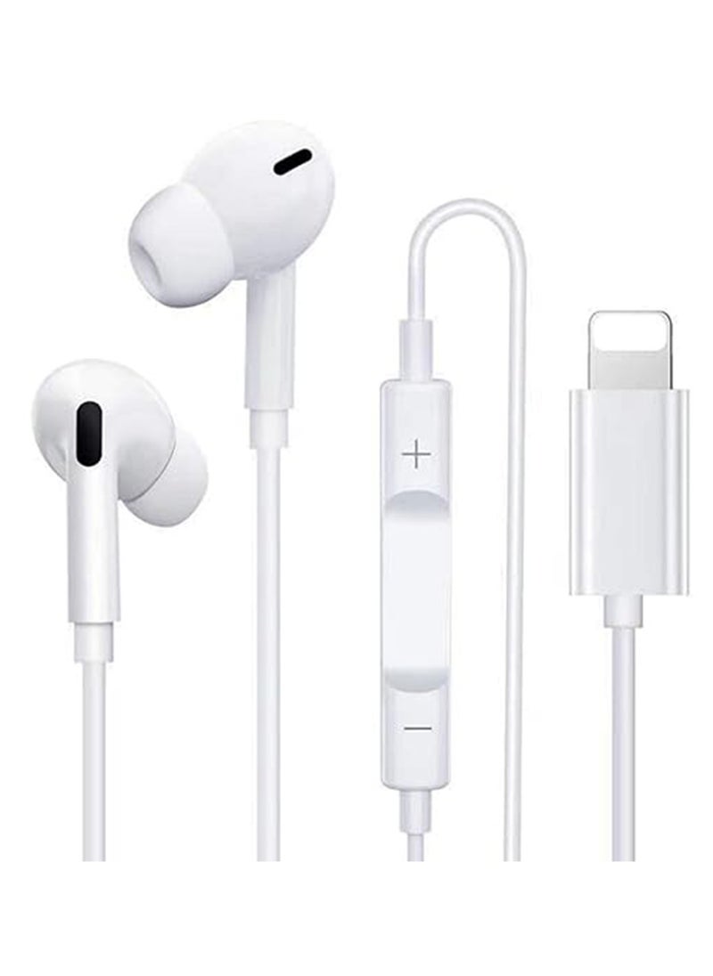 iPhone Earphones, Wired Earphones with Lighting Connector (Built-in Microphone and Volume Control), Noise Cancelling Earphones for iPhone 14/14 Pro/13/12/11/XR/XS/X/8/7, White,