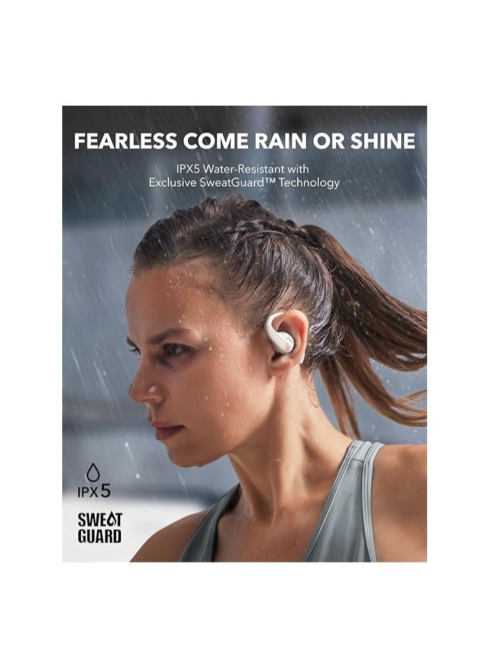 Anker AeroFit Pro Open-Ear Headphones, Ultra Comfort, Secure Fit, Ergonomic Design, Rich Sound with LDAC, Bluetooth 5.3, IPX5 Water-Resistant, 46H Playtime White