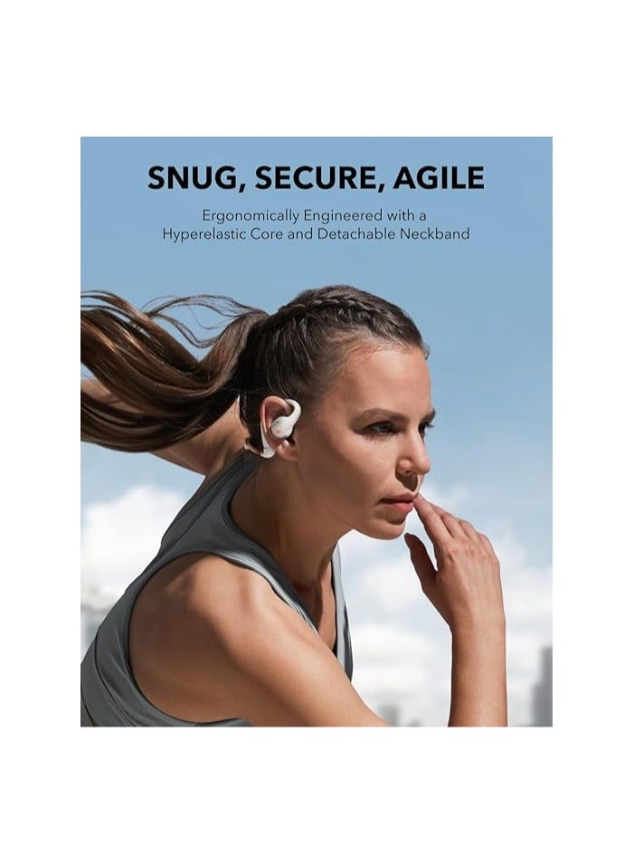 Anker AeroFit Pro Open-Ear Headphones, Ultra Comfort, Secure Fit, Ergonomic Design, Rich Sound with LDAC, Bluetooth 5.3, IPX5 Water-Resistant, 46H Playtime White