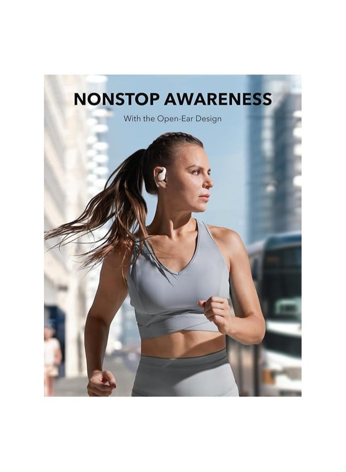 Anker AeroFit Pro Open-Ear Headphones, Ultra Comfort, Secure Fit, Ergonomic Design, Rich Sound with LDAC, Bluetooth 5.3, IPX5 Water-Resistant, 46H Playtime White