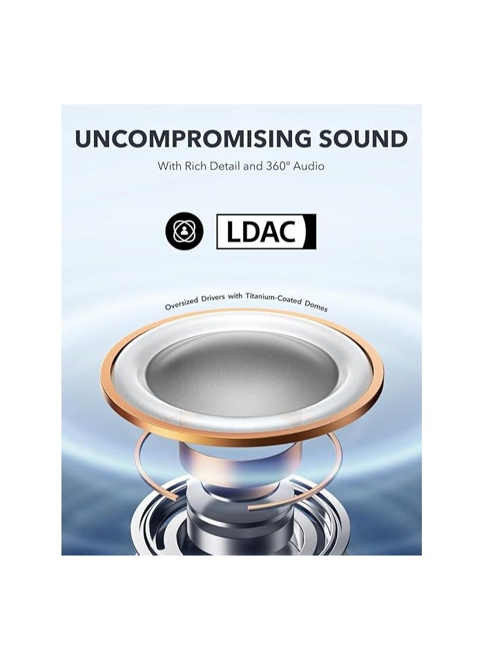 Anker AeroFit Pro Open-Ear Headphones, Ultra Comfort, Secure Fit, Ergonomic Design, Rich Sound with LDAC, Bluetooth 5.3, IPX5 Water-Resistant, 46H Playtime White