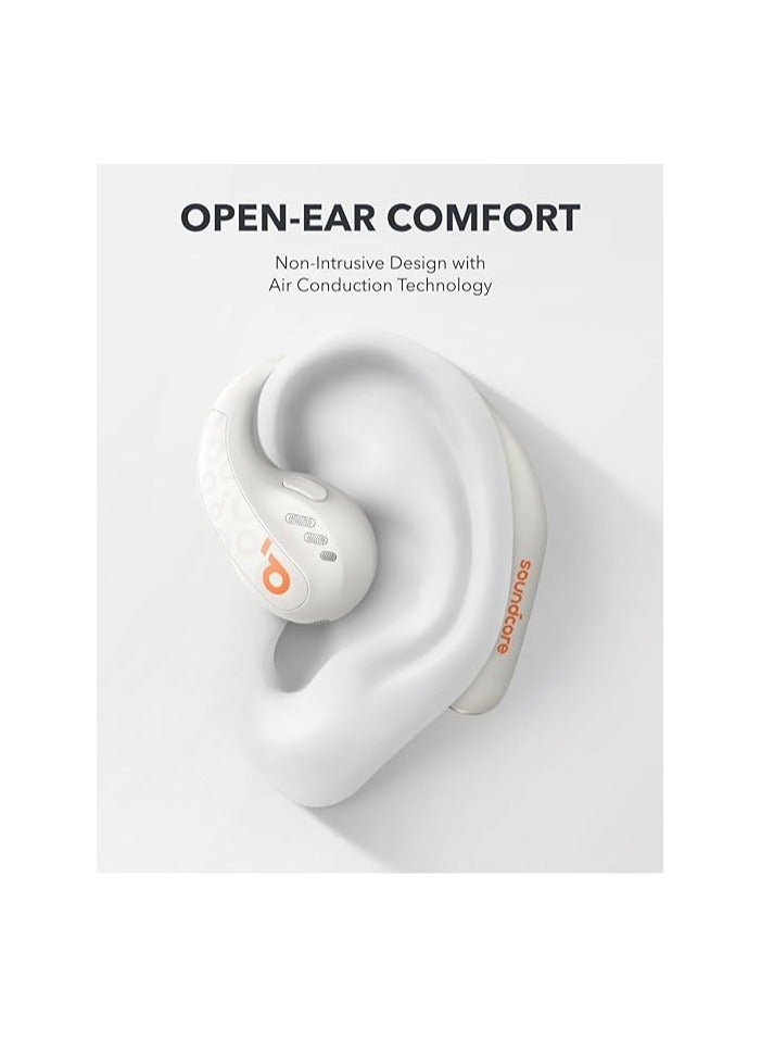 Anker AeroFit Pro Open-Ear Headphones, Ultra Comfort, Secure Fit, Ergonomic Design, Rich Sound with LDAC, Bluetooth 5.3, IPX5 Water-Resistant, 46H Playtime White
