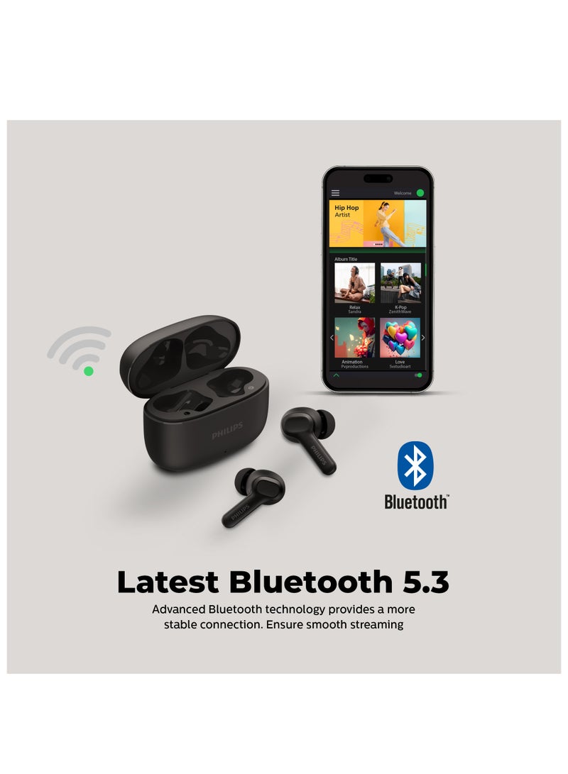 Bluetooth Earphones, 10mm Drivers, Dynamic bass, 24 hours Play Time, IPX4, Clear Calls Black