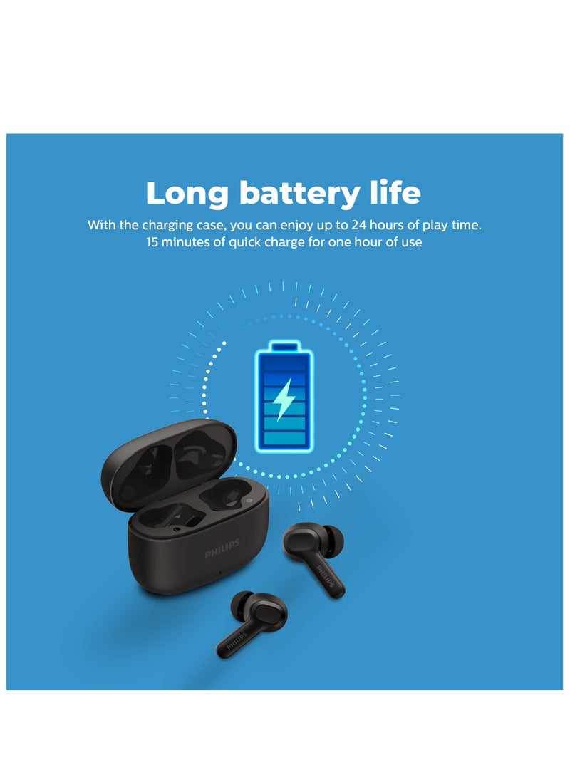Bluetooth Earphones, 10mm Drivers, Dynamic bass, 24 hours Play Time, IPX4, Clear Calls Black