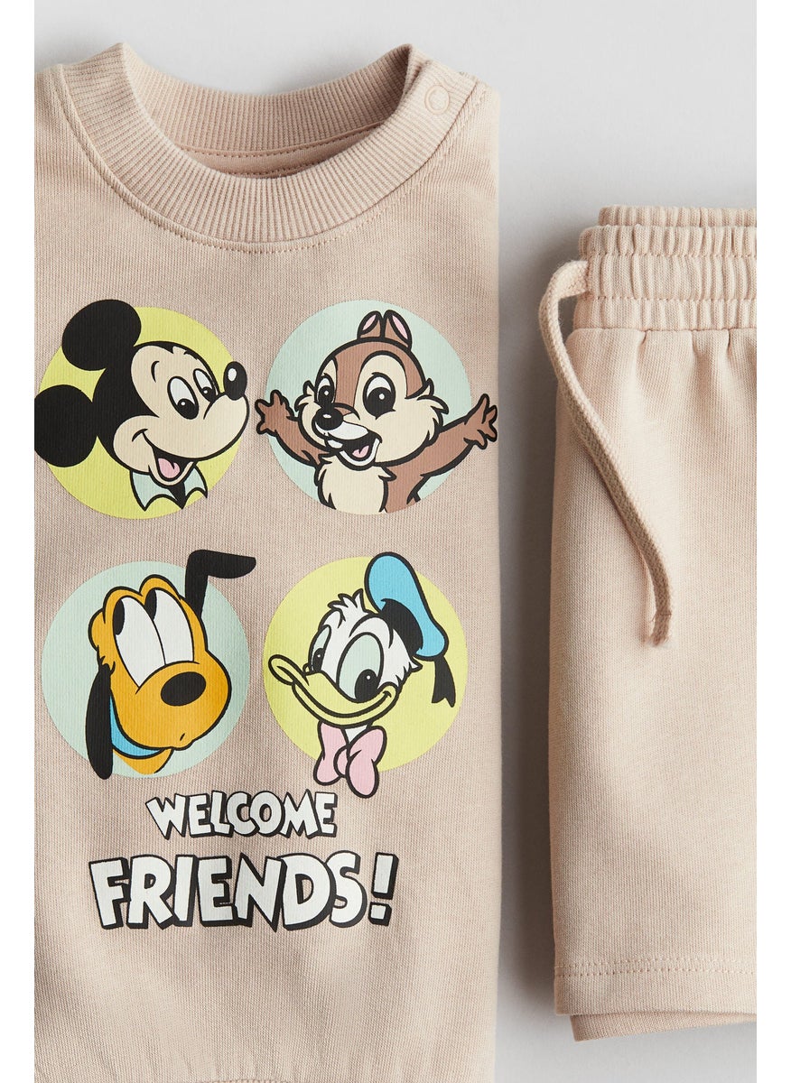2-Piece Print-Motif Sweatshirt Set