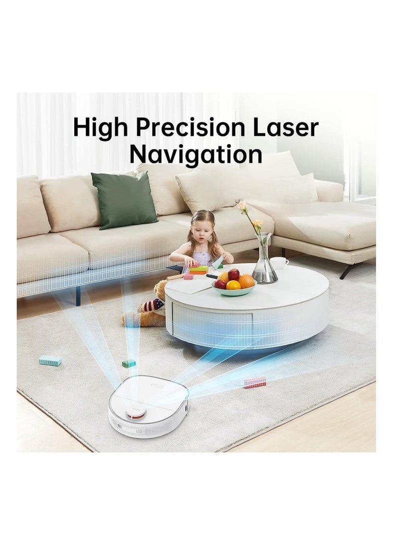 Robot Vacuum Cleaner and Mop W10 ,Sweeping, Mopping, Washing and Drying 4in1, Robotic Vacuum with Superb Lidar Navigation, 4000Pa Strong Suction for Pet Hair, Hard Floor, Carpet-White 4 L 55 W W10 White