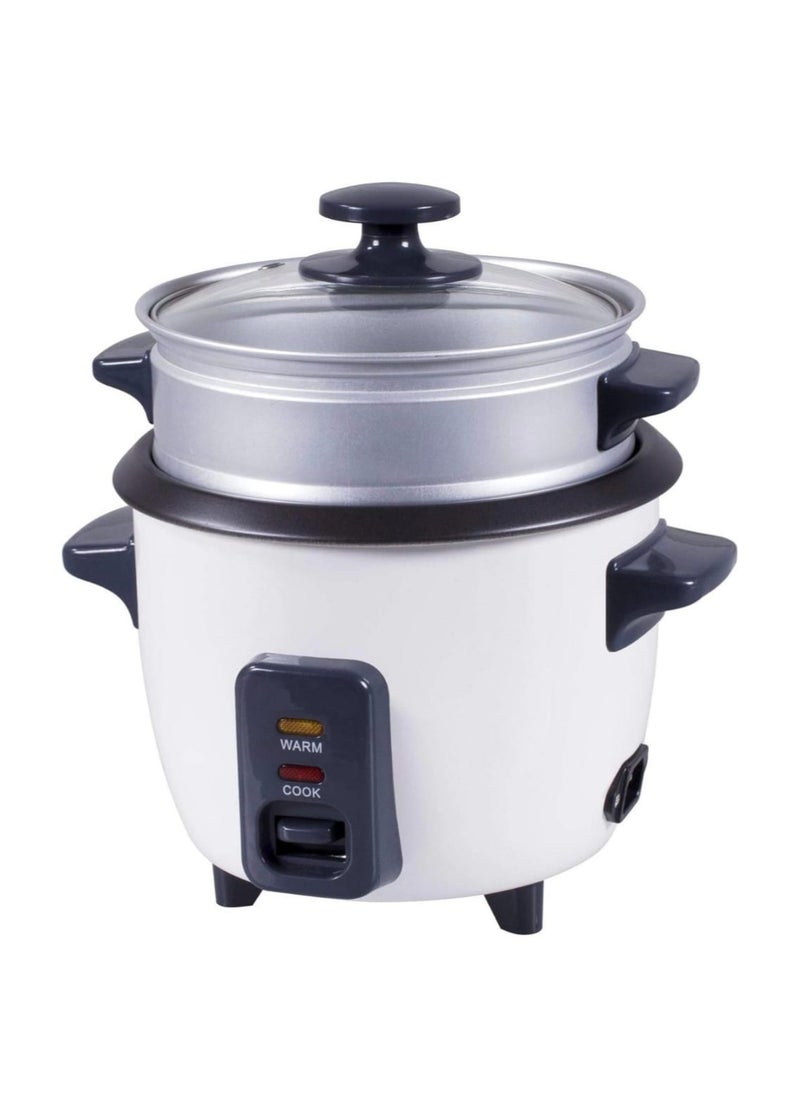 2.8L Rice Cooker with Steamer – Durable Metal Housing, Tempered Glass Lid, Non-Stick Interior, Auto Shut-Off, Keep Warm & Cool Touch Body