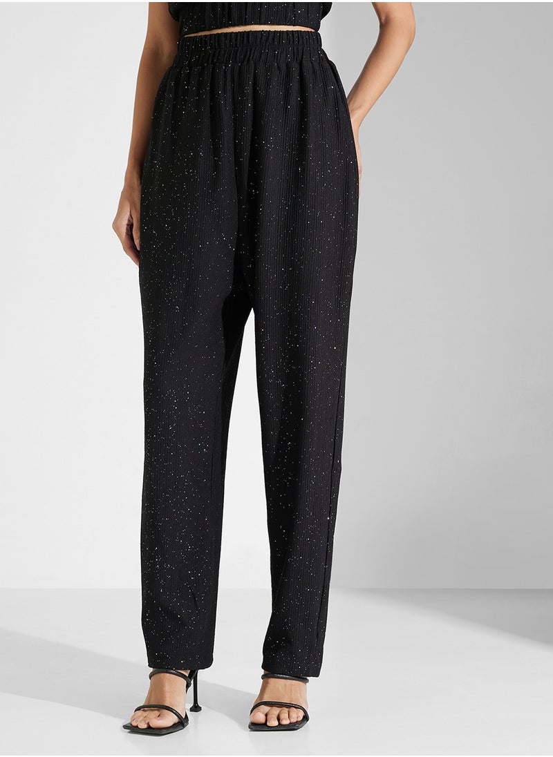 COLLARED NECK 3PCS PANTS SET
