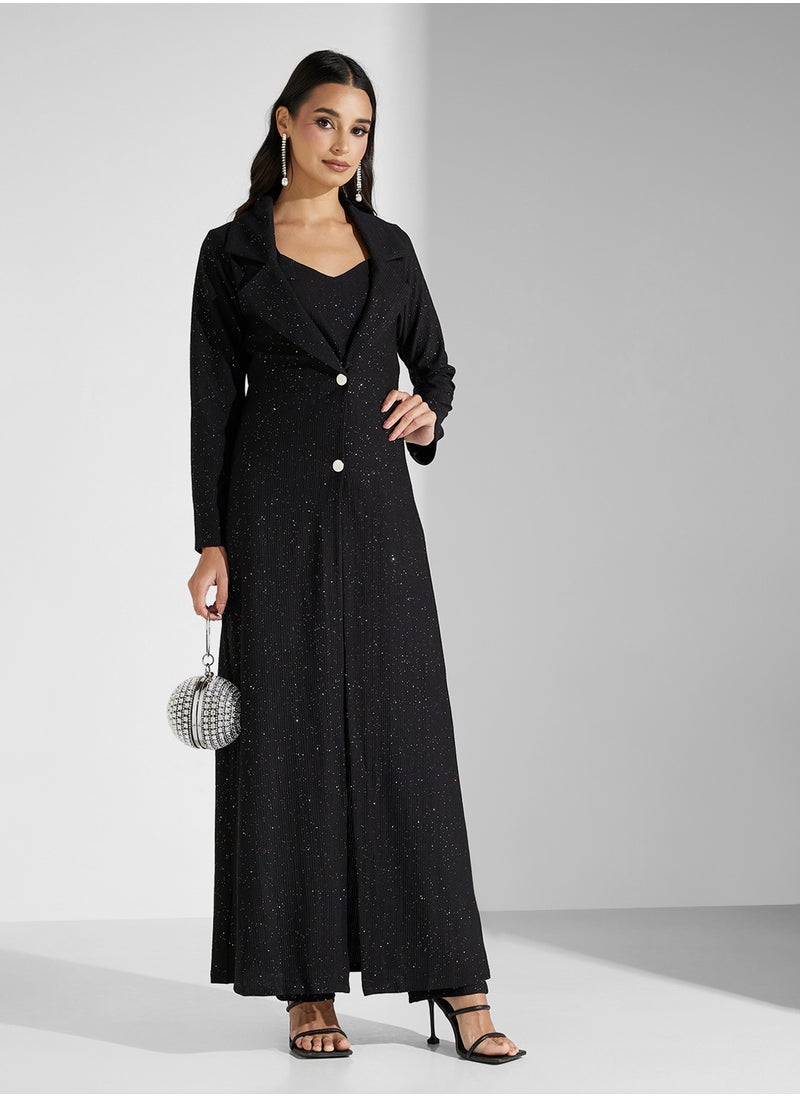 COLLARED NECK 3PCS PANTS SET