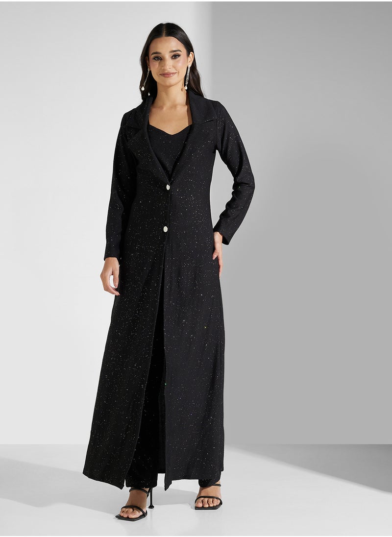 COLLARED NECK 3PCS PANTS SET