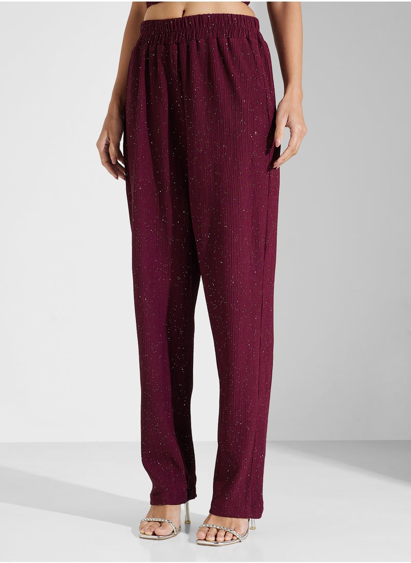 COLLARED NECK 3PCS PANTS SET