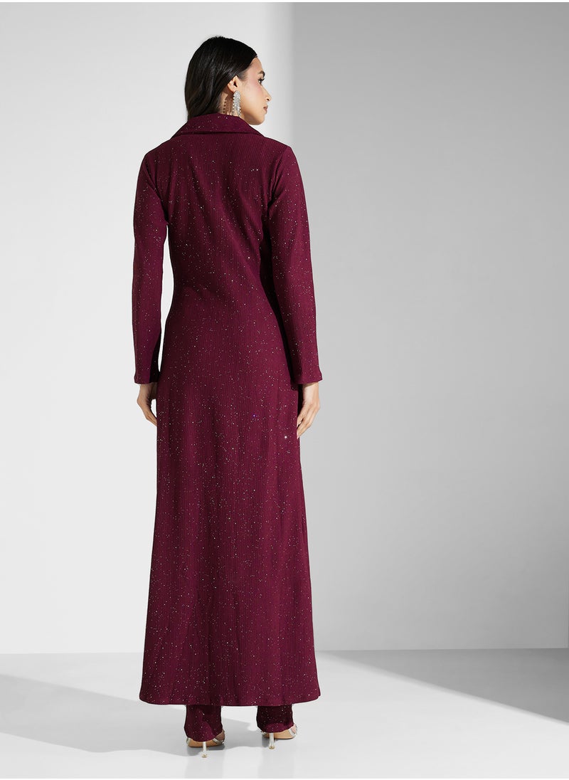 COLLARED NECK 3PCS PANTS SET