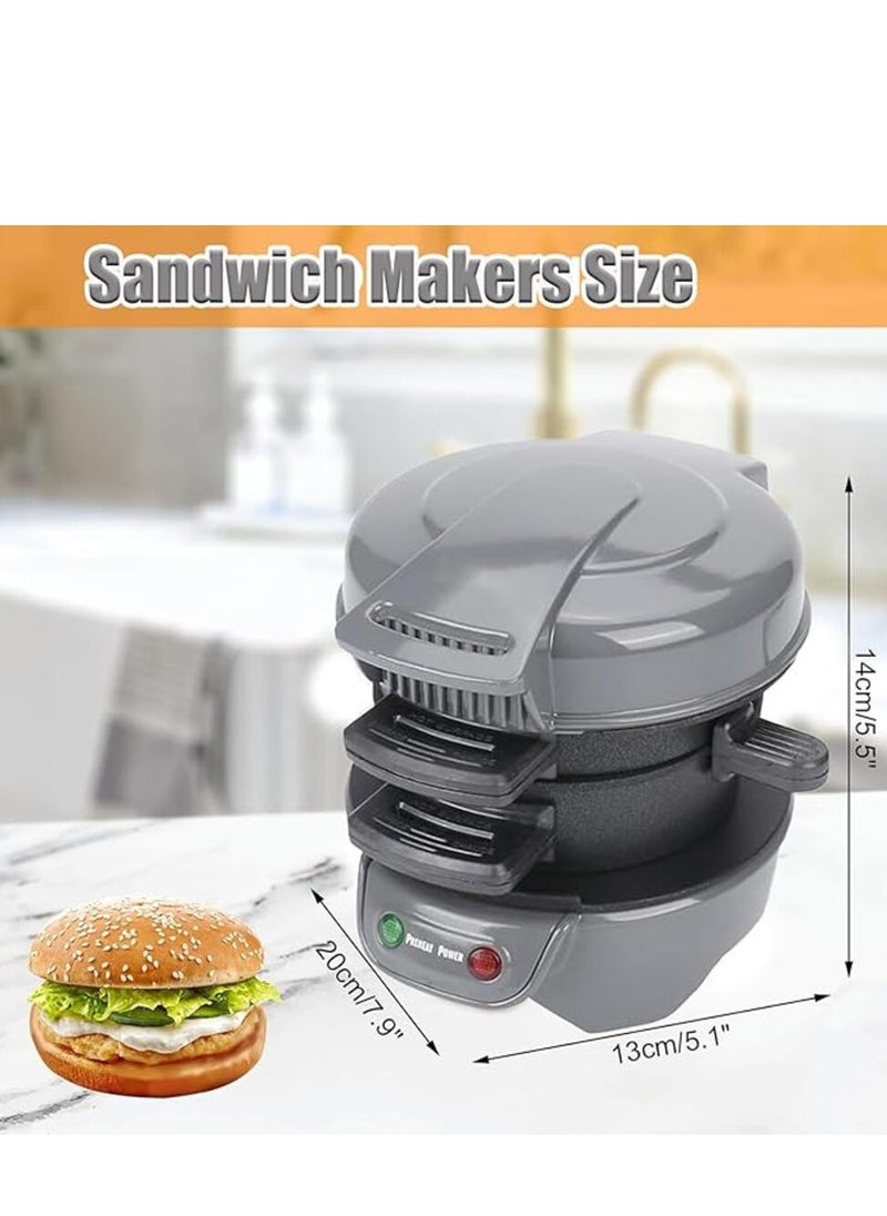 Breakfast Sandwich Maker, 800W Electric Hamburger Maker, Non-Stick Coating, for English Muffins, Croissants, Mini Waffles Panini