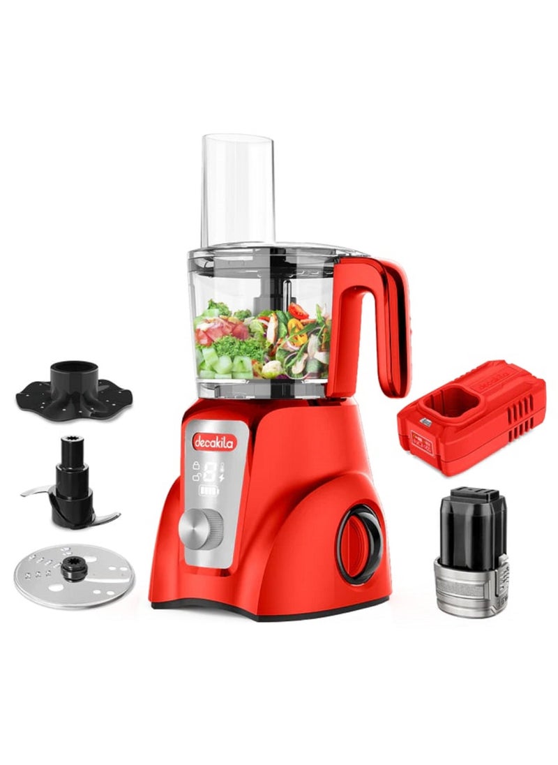 Decakila Cordless Rechargeable Food Processor With LED Display Stainless Steel Blades Chopping Slicing Cutting 1.25L 250W