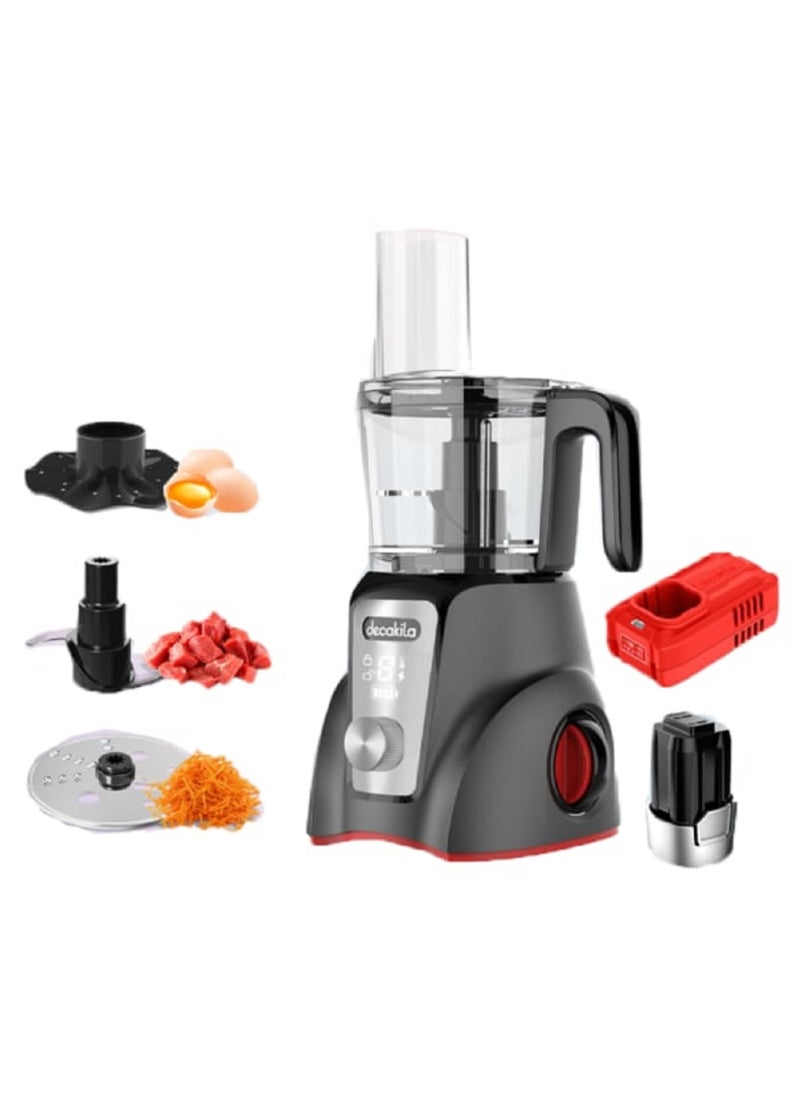 Decakila Cordless Rechargeable Food Processor With LED Display Stainless Steel Blades Chopping Slicing Cutting 1.25L 250W