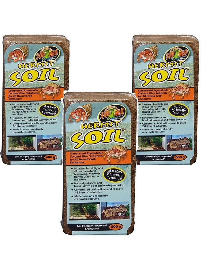 (3 Pack) Zoo Med Hermit Soil Coconut Fiber Brick 600g Each