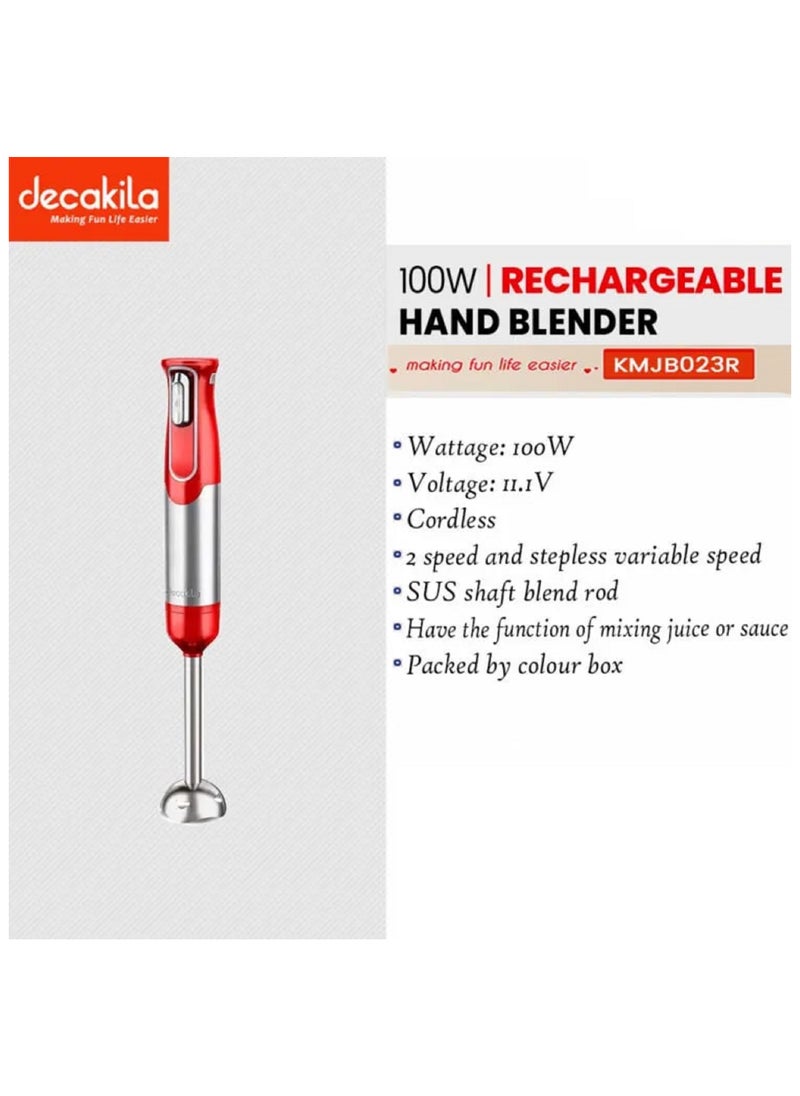 Decakila 2-Speed Rechargeable Cordless Immersion Hand Blender 100W