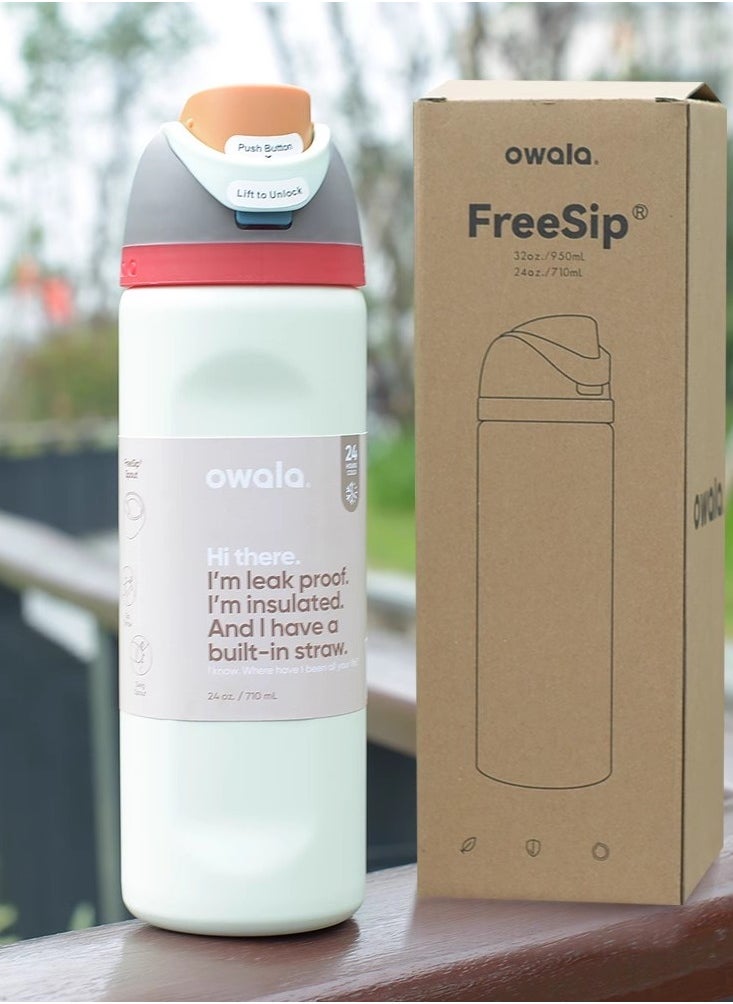 Owala FreeSip Insulated Stainless Steel Water Bottle with Straw for Sports and Travel, BPA-Free, 24-Ounce