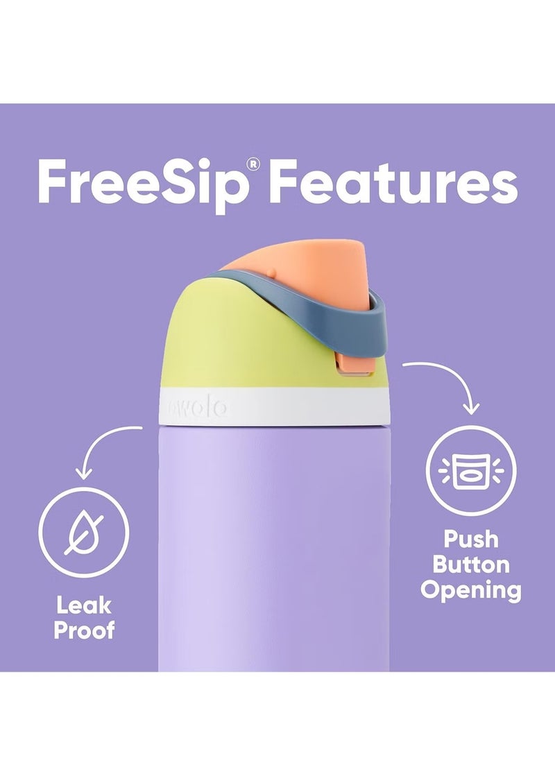 Owala FreeSip Insulated Stainless Steel Water Bottle with Straw for Sports and Travel, BPA-Free, 24-Ounce,Purple