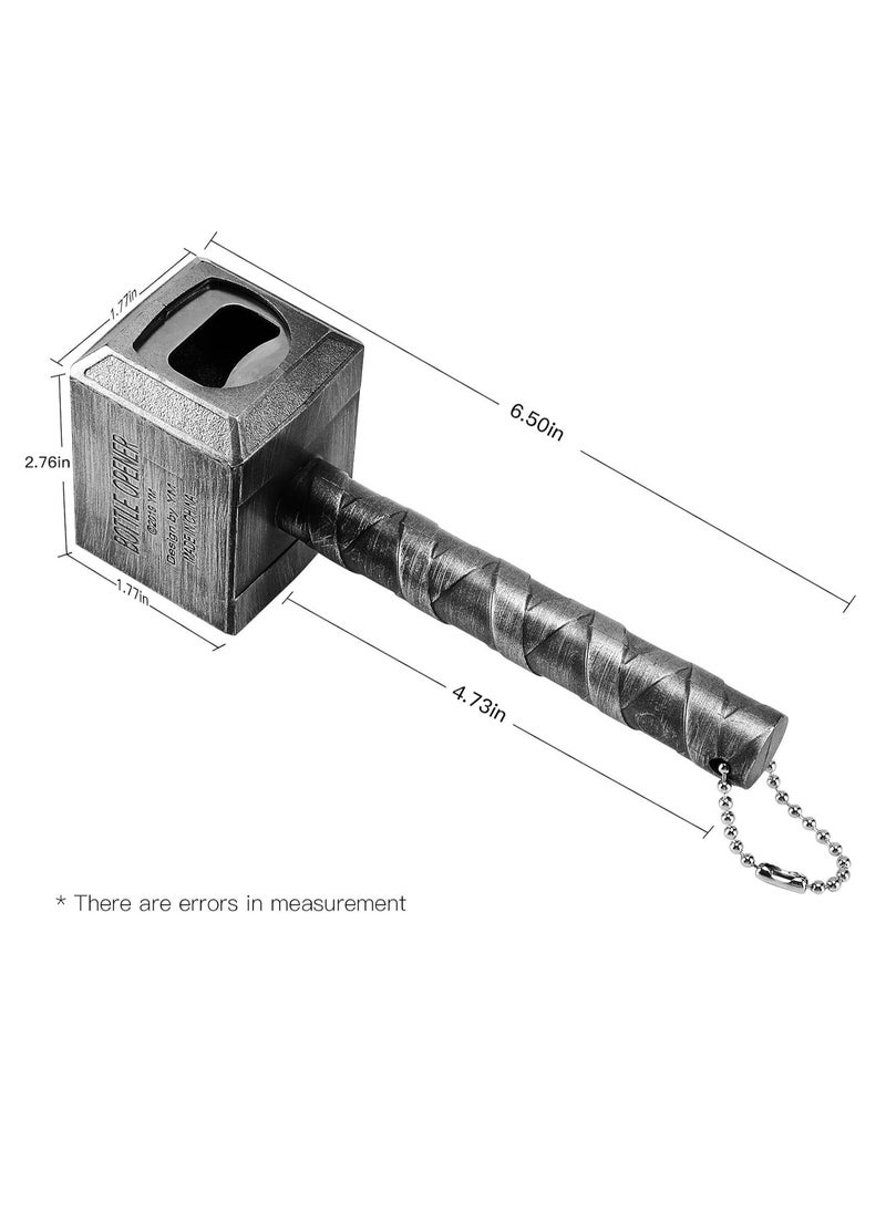 Bottle Opener - Hammer Shaped Beer Bottle Opener, Beer Gift, Suitable For Gifts For Dad, Men, Him, Husband, Boyfriend, Home/Bar Decoration（Silver）