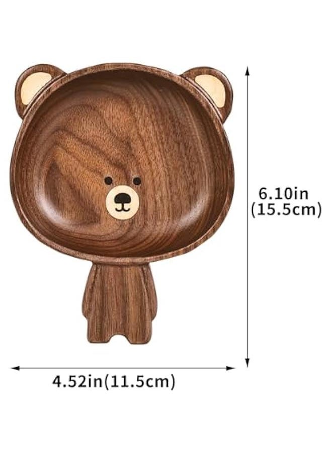 A Variety of Walnut Wood Creative Dinner Plate Sets - Unique Crab, Mushroom, and Bear Shapes for A More Exquisite and Fun Dining Experience! (Bear Vertical Serving Tray)