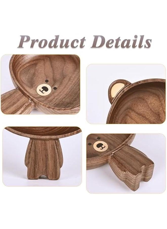 A Variety of Walnut Wood Creative Dinner Plate Sets - Unique Crab, Mushroom, and Bear Shapes for A More Exquisite and Fun Dining Experience! (Bear Vertical Serving Tray)