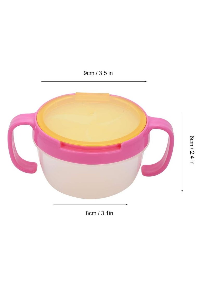 Suitable for Toddlers PP Snack Cup, Kids Snack Container, Baby Snack Holder with Handle and Dust Cover, Suitable for Kids Babies and Toddlers (Pink Yellow)