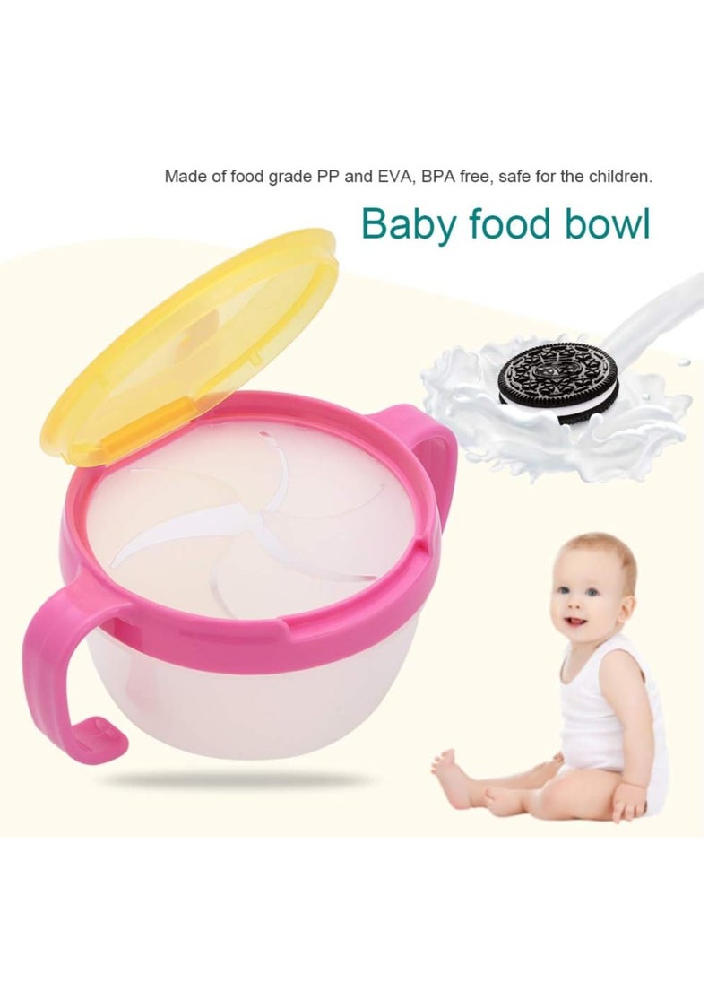 Suitable for Toddlers PP Snack Cup, Kids Snack Container, Baby Snack Holder with Handle and Dust Cover, Suitable for Kids Babies and Toddlers (Pink Yellow)