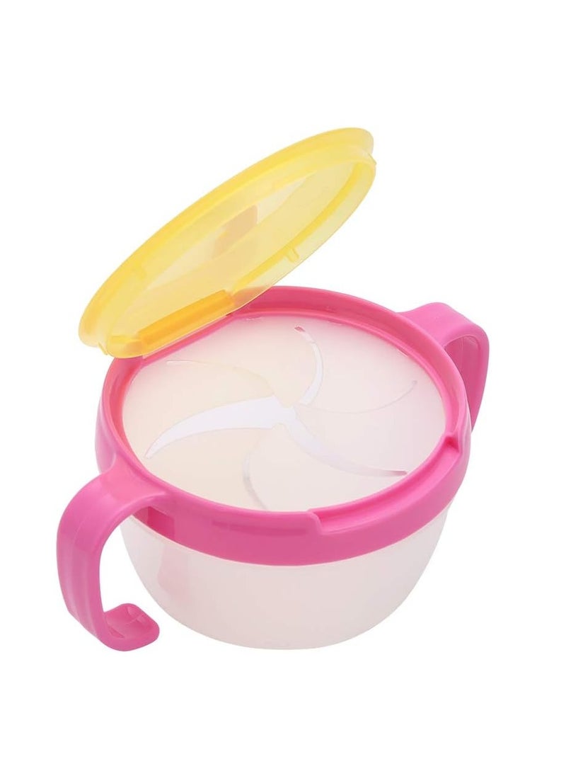 Suitable for Toddlers PP Snack Cup, Kids Snack Container, Baby Snack Holder with Handle and Dust Cover, Suitable for Kids Babies and Toddlers (Pink Yellow)