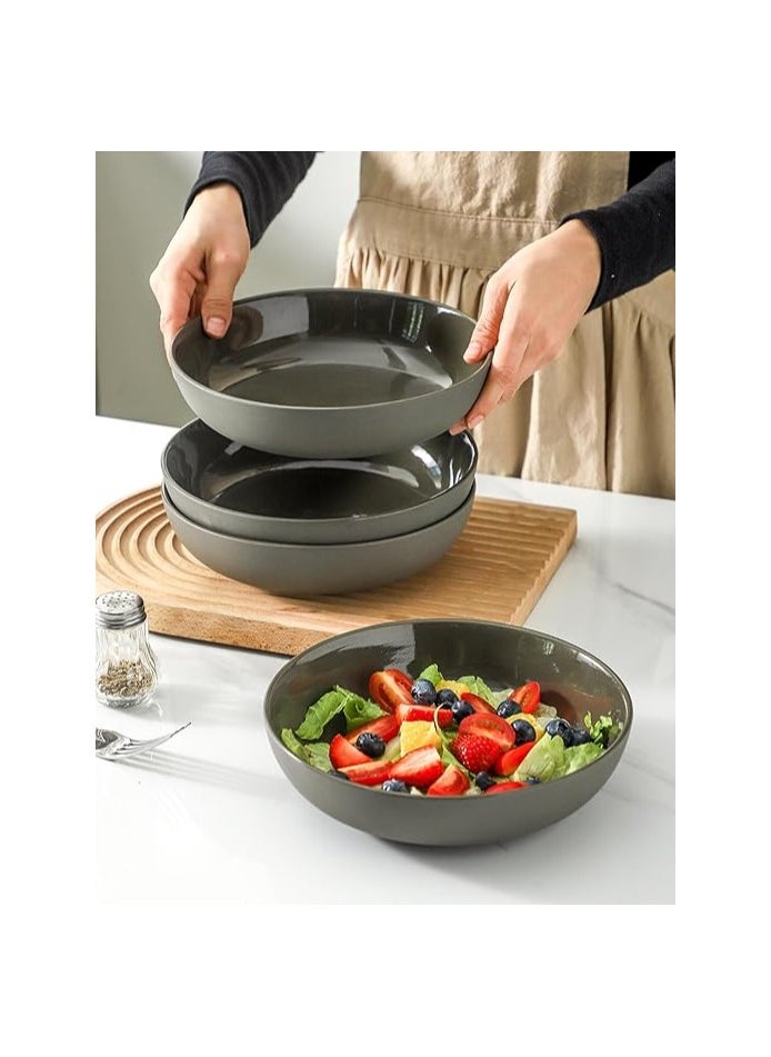 Ceramic Salad Bowls Set of 1 - Dark Green Pasta, Soup, and Serving Dish – Durable, Microwave & Dishwasher Safe – Elegant & Versatile Dinnerware for Daily Use & Special Occasions