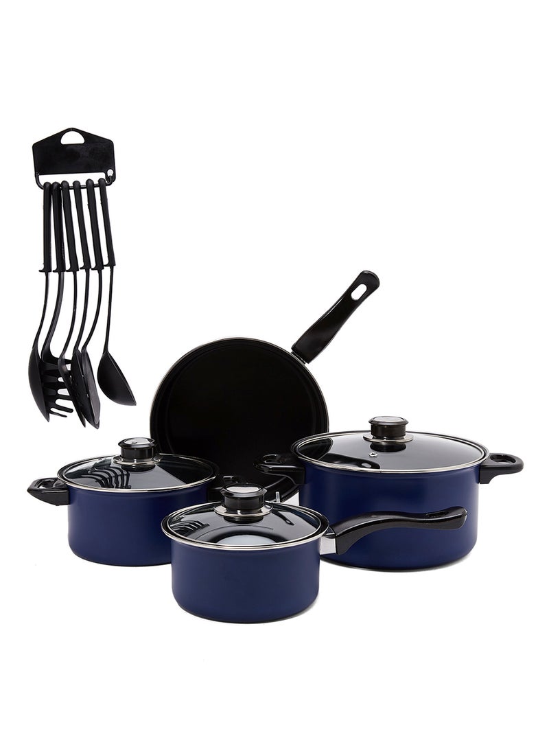 13-Piece Non Stick Cookware Set Blue/Black