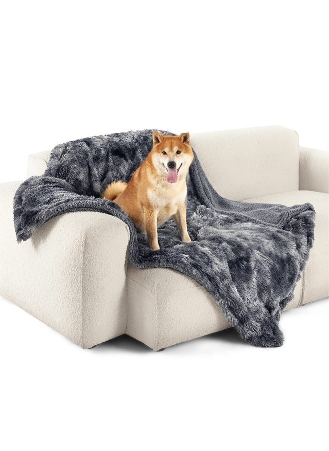 Bedsure Waterproof Dog Blankets for Large Dogs - Calming Cat Blanket for Couch Protector Washable, Long Faux Fur Pet Throw Blanket for Puppy, Reversible Furniture Protection, 40