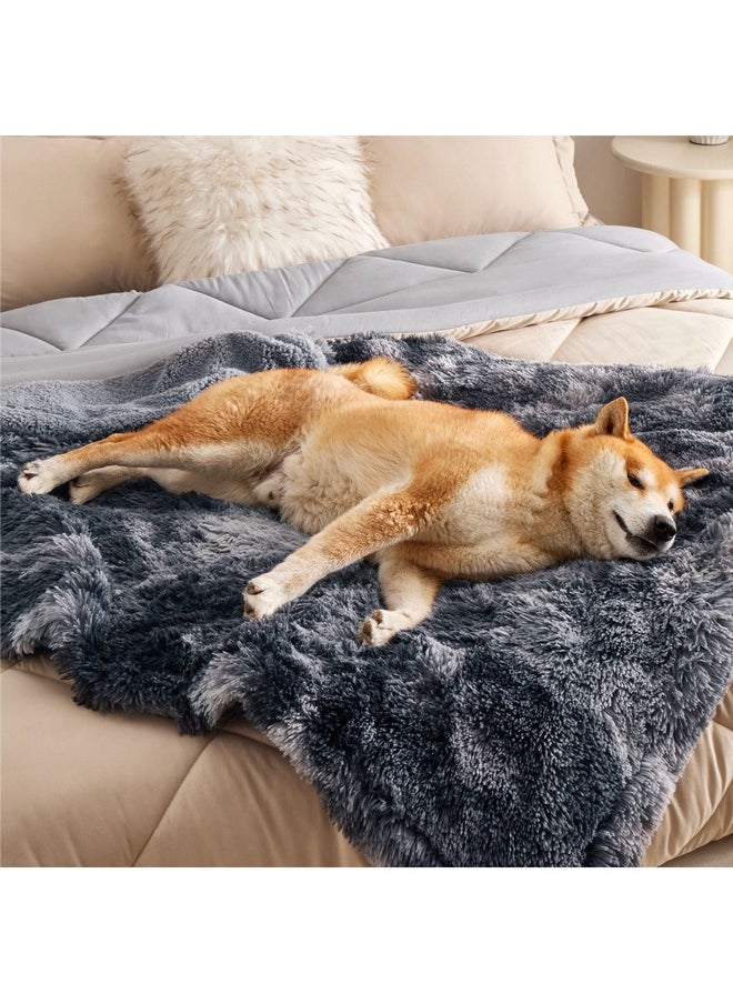 Bedsure Waterproof Dog Blankets for Large Dogs - Calming Cat Blanket for Couch Protector Washable, Long Faux Fur Pet Throw Blanket for Puppy, Reversible Furniture Protection, 40