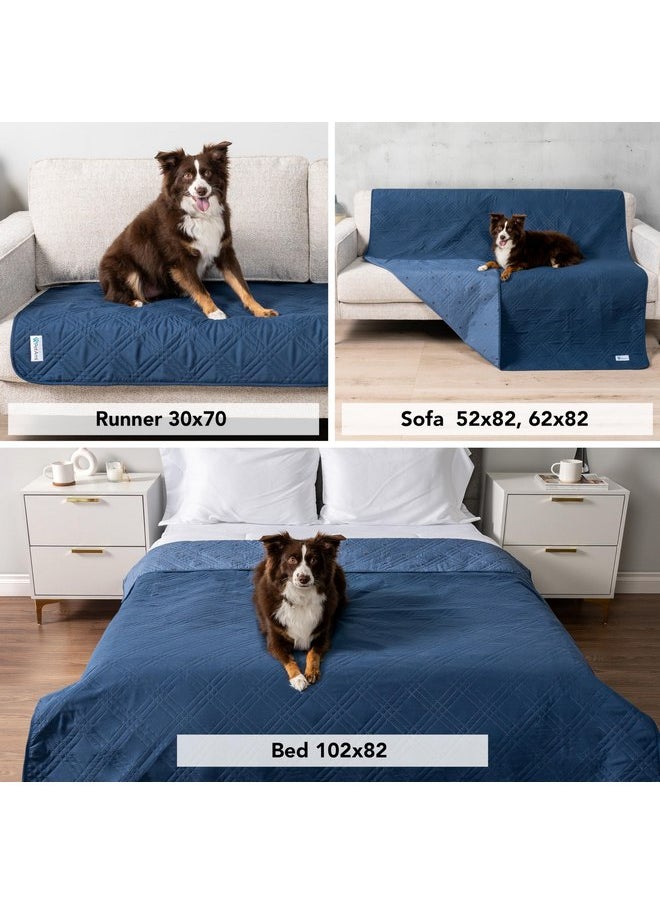PetAmi Waterproof Couch Cover for Dogs, Waterproof Pet Blanket, Reversible Furniture Cover Sofa Protector for Pet Cat Bed, Washable Waterproof Blanket Dog Cover for Couch Seat, 68x82 Blue