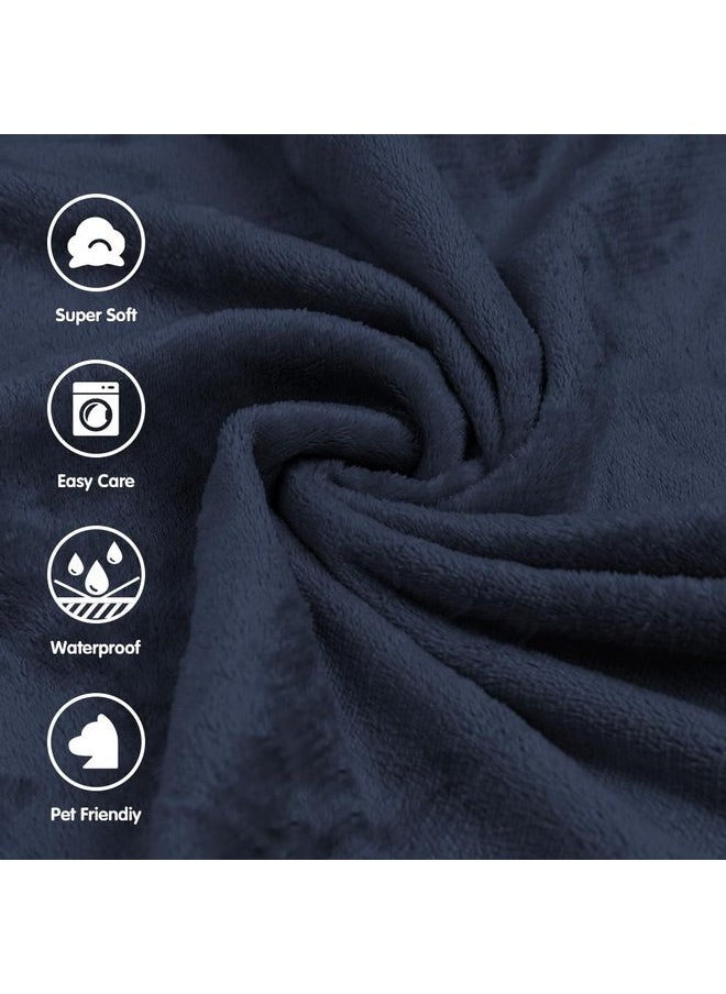 DUJUIKE Waterproof Dog Blanket, Flannel Leak-Proof Blanket, Waterproof Dog Bed Cover Pet Blanket, Navy Blue Cover Blanket for Furniture Bed Sofa, Waterproof Double-Sided Blanket (40