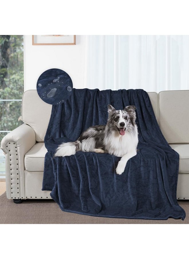 DUJUIKE Waterproof Dog Blanket, Flannel Leak-Proof Blanket, Waterproof Dog Bed Cover Pet Blanket, Navy Blue Cover Blanket for Furniture Bed Sofa, Waterproof Double-Sided Blanket (40