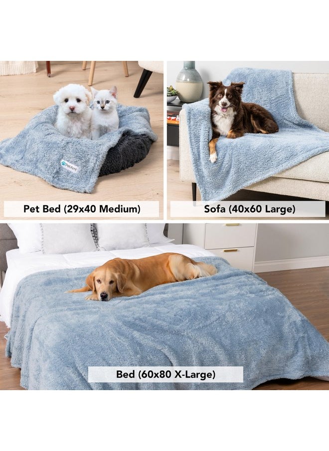 PetAmi Dog Blanket for Large Medium Dogs Blue, Fluffy Soft Puppy Blanket, Sherpa Fleece Cat Blanket for Kitten Doggie, Calming Pet Blanket Throw for Bed Washable Sofa Couch Cover, Large 40x60