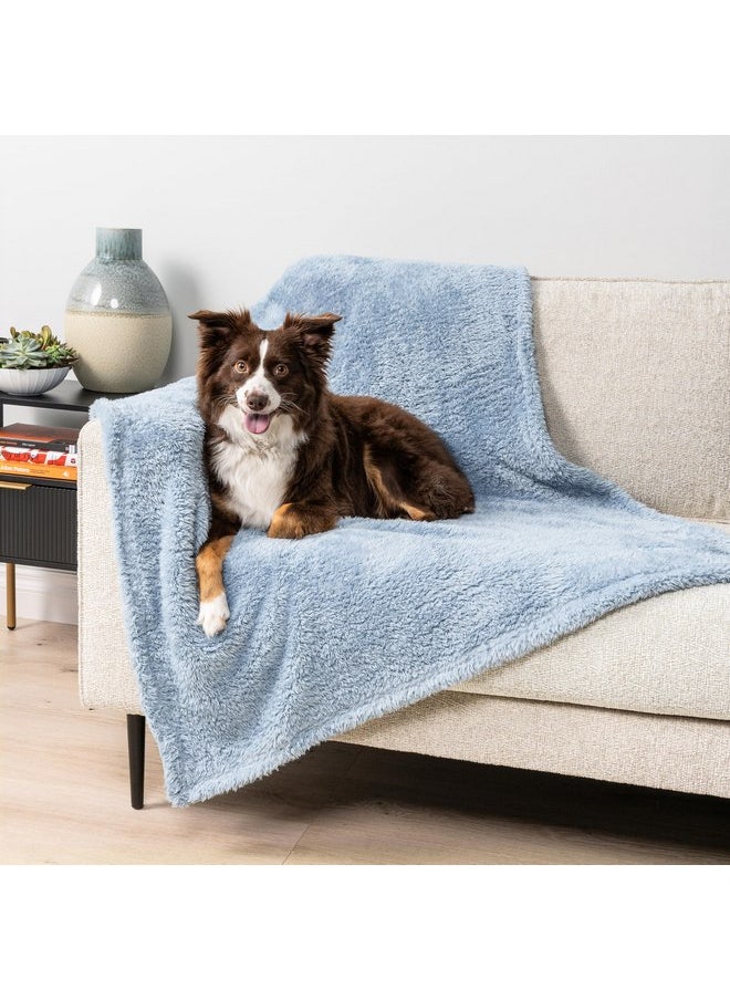 PetAmi Dog Blanket for Large Medium Dogs Blue, Fluffy Soft Puppy Blanket, Sherpa Fleece Cat Blanket for Kitten Doggie, Calming Pet Blanket Throw for Bed Washable Sofa Couch Cover, Large 40x60