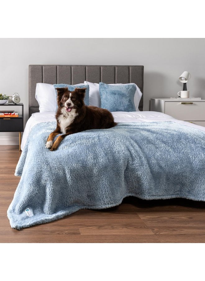 PetAmi Dog Blanket for Large Medium Dogs Blue, Fluffy Soft Puppy Blanket, Sherpa Fleece Cat Blanket for Kitten Doggie, Calming Pet Blanket Throw for Bed Washable Sofa Couch Cover, Large 40x60