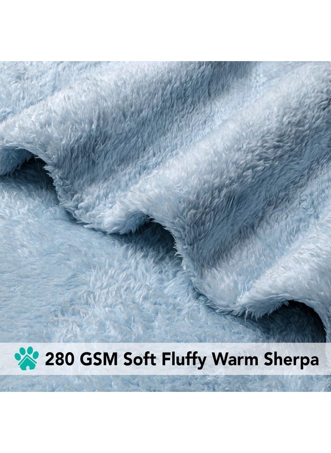 PetAmi Dog Blanket for Large Medium Dogs Blue, Fluffy Soft Puppy Blanket, Sherpa Fleece Cat Blanket for Kitten Doggie, Calming Pet Blanket Throw for Bed Washable Sofa Couch Cover, Large 40x60