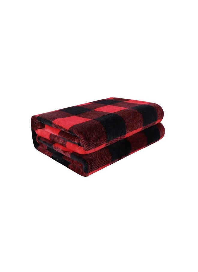 PiccoCasa Pet Dog Blanket, Flannel Fleece Puppy Blanket Plaid Plush Warm Rug Blankets for Small-Medium Dogs Cats Sleeping Mat, 30 x 40 Inches, Scarlet+Black