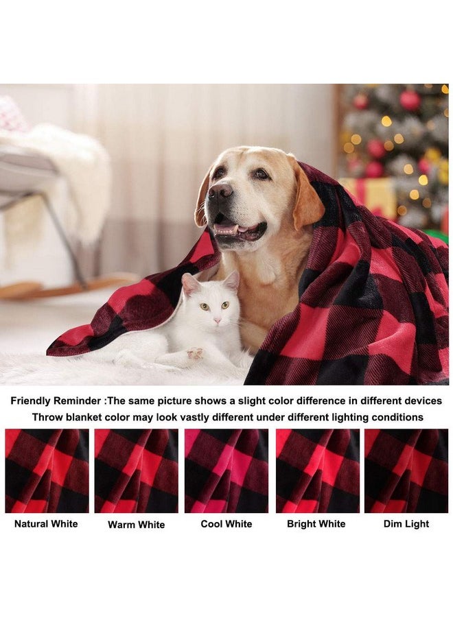 PiccoCasa Pet Dog Blanket, Flannel Fleece Puppy Blanket Plaid Plush Warm Rug Blankets for Small-Medium Dogs Cats Sleeping Mat, 30 x 40 Inches, Scarlet+Black