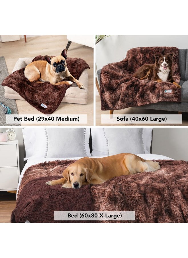 PetAmi Waterproof Dog Blanket for Large Dog, Calming Pet Blanket Bed Couch Cover Protector, Washable Sherpa Faux Fur Throw for Sofa Furniture Protection, Soft Fluffy 60x80 Tie-Dye Brown
