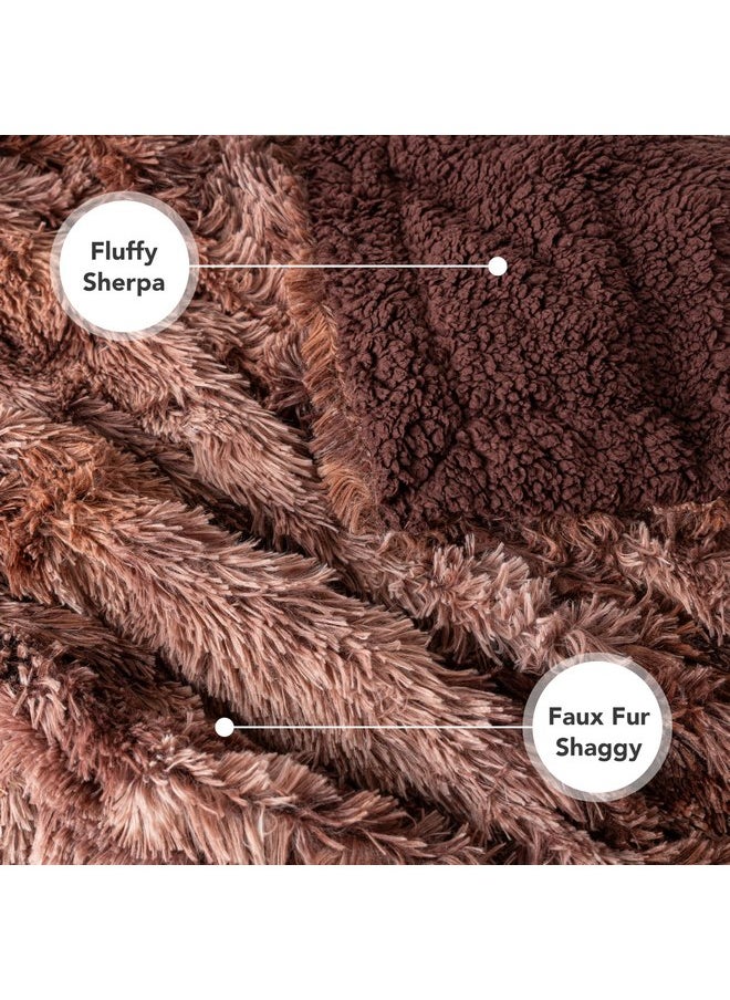 PetAmi Waterproof Dog Blanket for Large Dog, Calming Pet Blanket Bed Couch Cover Protector, Washable Sherpa Faux Fur Throw for Sofa Furniture Protection, Soft Fluffy 60x80 Tie-Dye Brown
