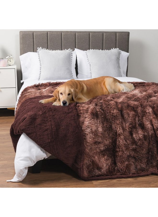 PetAmi Waterproof Dog Blanket for Large Dog, Calming Pet Blanket Bed Couch Cover Protector, Washable Sherpa Faux Fur Throw for Sofa Furniture Protection, Soft Fluffy 60x80 Tie-Dye Brown