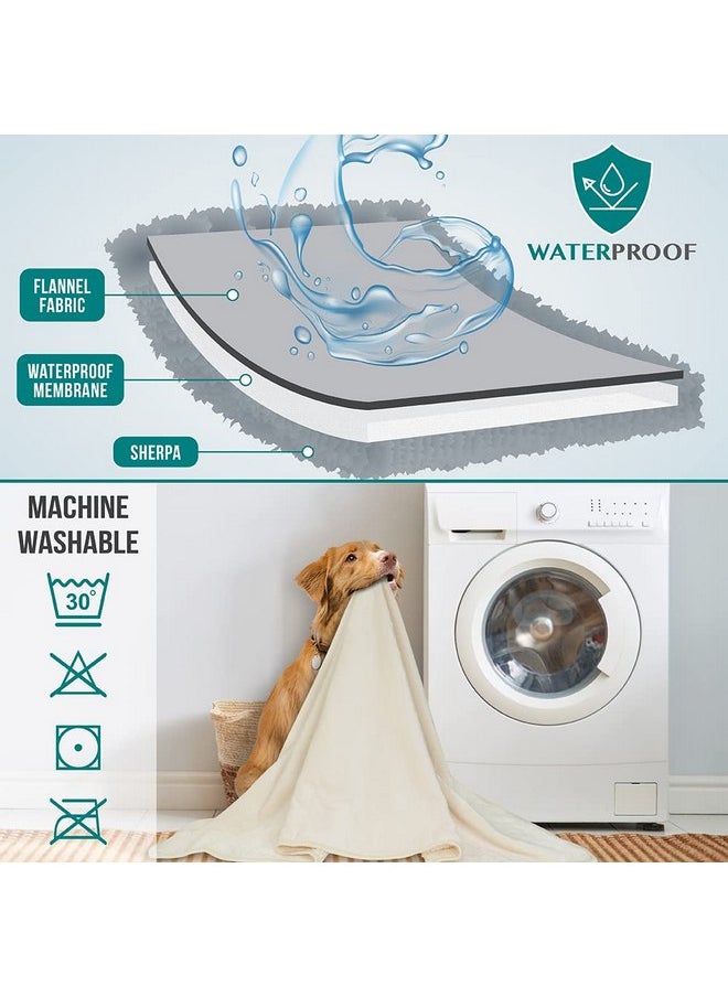PetAmi Waterproof Dog Blanket for Medium Large Dogs, Pee Proof Pet Blanket for Couch Bed, Reversible Water Proof Blanket for Puppy Indoor Cat, Soft Dog Fleece Blankets Washable, 40x60 Beige